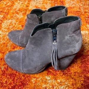 Rag & Bone Suede Tassle Double Zipper Booties Gray